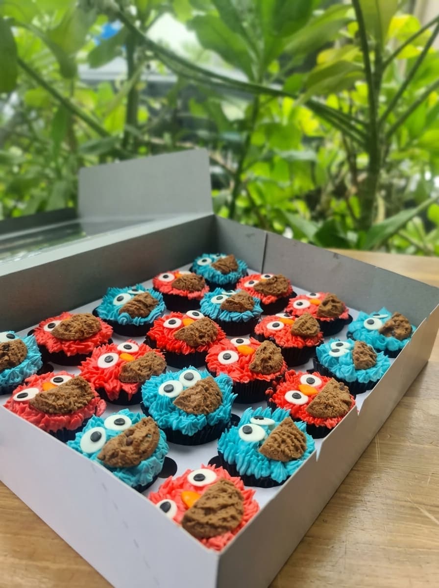 Character-decorated cupcakes made for a children's party